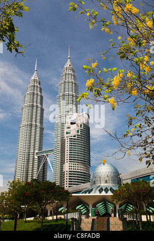 Malaysia, Asien, Kuala Lumpur, Stadt, Stadt, Petronas Towers, Architektur, modern, Bäume Stockfoto