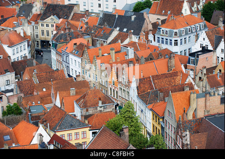 Luftbild der Altstadt, UNESCO-Weltkulturerbe, Brügge, Brügge, Flandern, Belgien Stockfoto