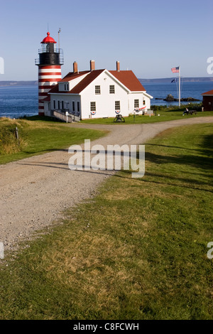 West Quoddy Head Leuchtturm, Lubec Maine Stockfoto