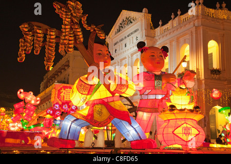 Asien, China, Macau, Macau, Senatsplatz, Largo Senado, kolonialen Gebäuden, Kolonialarchitektur, Chinese New Year, Grossgärtnerei Stockfoto