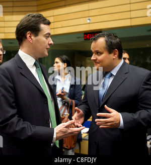 -Abgebildet auf dem ECOFIN-Treffen der Finanzminister der Europäischen Union Stockfoto