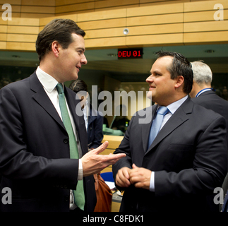 -Abgebildet auf dem ECOFIN-Treffen der Finanzminister der Europäischen Union Stockfoto