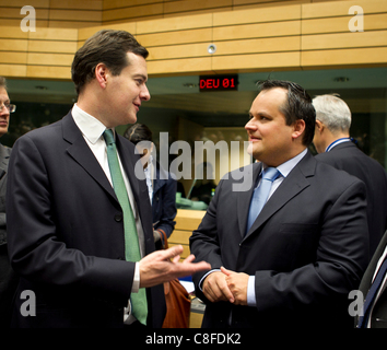 -Abgebildet auf dem ECOFIN-Treffen der Finanzminister der Europäischen Union Stockfoto