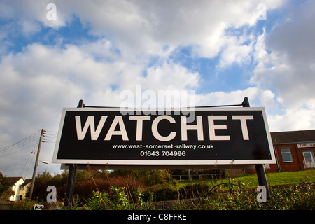 Train Station Zeichen West Somerset Railway Watchet Stockfoto