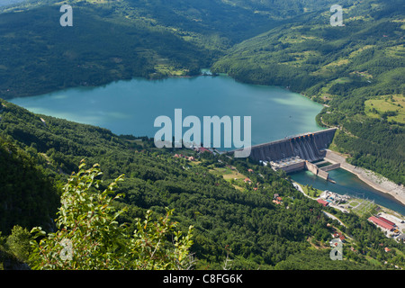 Strom aus Wasserkraft Perucac Drina Dam Serbien Stockfoto