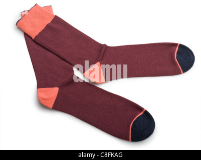 ein paar Socken auf weißem Hintergrund Stockfoto