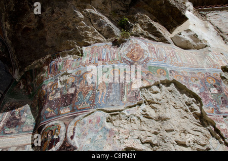 Türkei, Trabzon. Sumela-Kloster (aka St. Maria, Mount Mela oder schwarze Madonna). Stockfoto