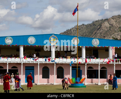 Ringer Höchstleistungen Tsetserleg Naadam-Fest in der Mongolei. Stockfoto