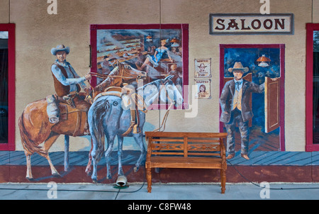 Westlichen Wandbild Oakes Street in Concho Avenue Historic District in San Angelo, Texas, USA Stockfoto