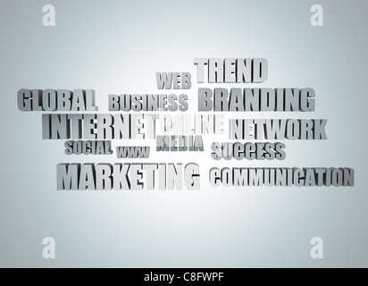 Internet-marketing-verwandte Wörter in 3d Stockfoto
