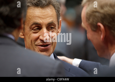 Abgebildet auf der Tagung des Europäischen Rates Nicolas Sarkozy, Präsident, Frankreich Stockfoto