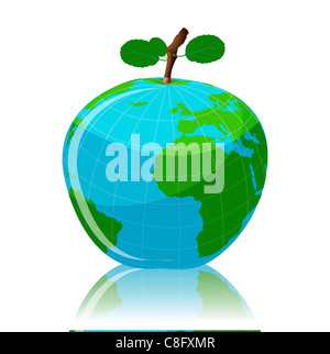 Darstellung der globalen Obst auf weißem Hintergrund Stockfoto