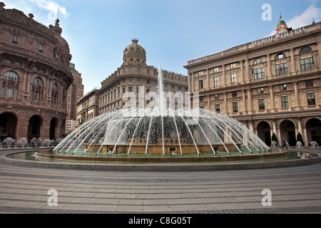 Genua: Piazza De Ferrari: Brunnen Stockfoto