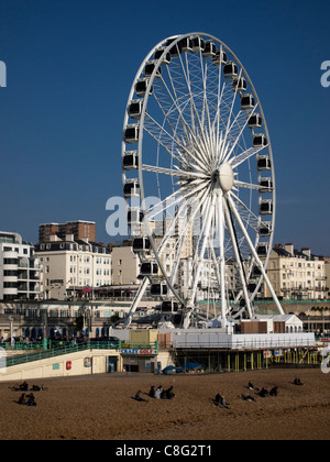 Brighton Wheel - Riesenrad (das Brighton Auge) am Strand Stockfoto