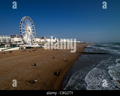 Brighton Wheel - Riesenrad (das Brighton Auge) am Strand Stockfoto