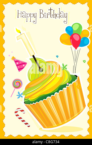 Illustration der alles Gute zum Geburtstagskarte Stockfoto