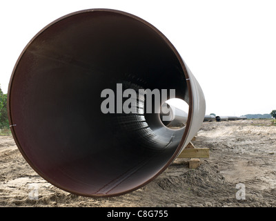 Bau einer Gas-Pipeline verbindet mit der Nord Stream-Pipeline zwischen Russland und Westeuropa. Stockfoto