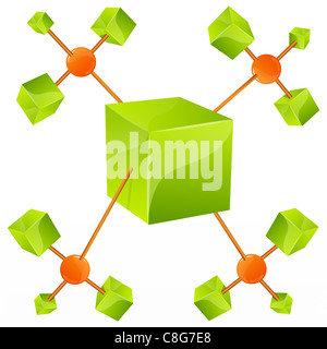 Darstellung der Symbole auf weißem Hintergrund kleben Stockfoto