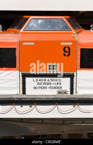 Detail der Rettungsboot auf Kreuzfahrtschiff Stockfoto