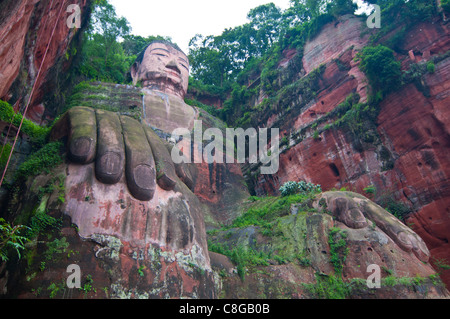 Der giant Buddha von Leshan, UNESCO World Heritage Site, Sichuan, Tibet, China Stockfoto