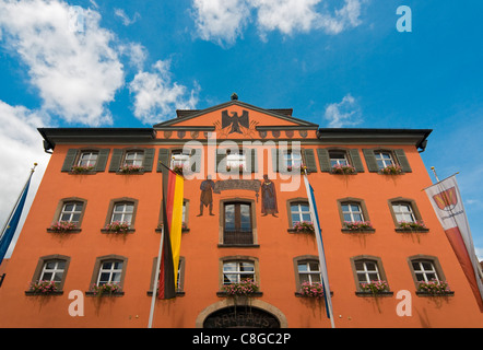 Neues Rathaus (Rathaus) in Dinkelsbühl (Dinkelsbühl) auf romantische Straße, Franken, Bayern, Deutschland Stockfoto