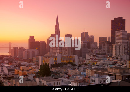 Innenstadt und TransAmerica Building, San Francisco, California, Vereinigte Staaten von Amerika Stockfoto