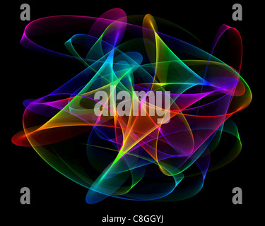abstrakte gradient farbenfrohes Design Wellen auf schwarzem Hintergrund Stockfoto