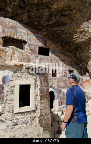Türkei, Trabzon. Sumela Kloster (aka St. Maria, Berg Mela oder Schwarze Jungfrau). Model Release. Stockfoto