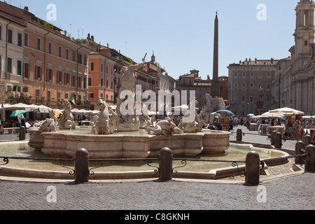 Brunnen von Neptun (1574) erstellt von Giacomo della Porta. Piazza Navona-Rom Italien Stockfoto