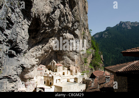 Türkei, Trabzon. Sumela-Kloster (aka St. Maria, Mount Mela oder schwarze Madonna). Stockfoto