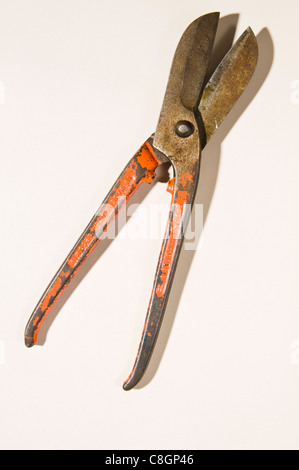 Alte rostige Tin Snips Stockfoto