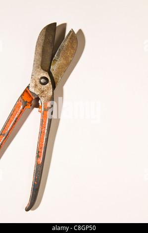 Alte rostige Tin Snips Stockfoto