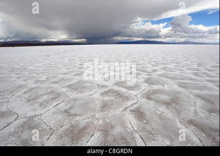 Argentinien, Südamerika, Purmamarca, Juiuy, Stubenmaedchen, Salz, Salz-See, Salinas Grandes Stockfoto