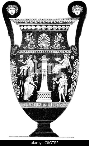 Etruskische schwarze Figur Vase Malerei 7. 4. BC griechischen Etrusker Keramik Etrurien reich verzierte Vasen schwere Korinth Pontischen Götter Stockfoto