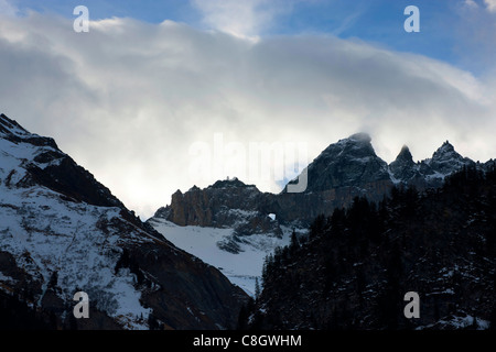 Tschingelhörner, Martinsloch, Schweiz, Europa, Kanton Glarus, UNESCO, Tectonic, Arena, Sardona, Berg, Loch, Erosion, m Stockfoto