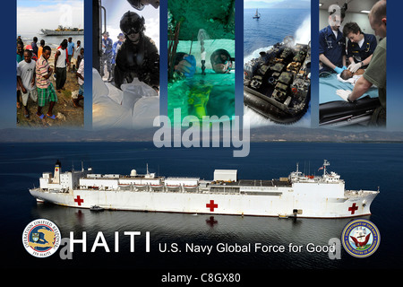 Ein Foto-Illustration zeigt US Navy Bemühungen unterstützen Operation Unified Response Stockfoto