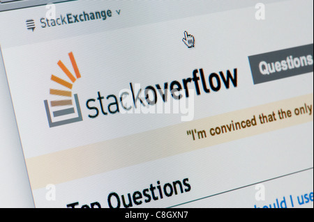 Nahaufnahme des Stack Overflow Logos, wie auf ihrer Website zu sehen. (Nur zur redaktionellen Verwendung: print, TV, e-Book und redaktionelle Webseite). Stockfoto