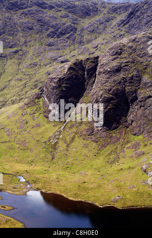 Sgurr Hain und Loch Na Creitheach Strath Na Creitheach von den Hängen des Bla Bheinn Isle Of Skye, Schottland Stockfoto