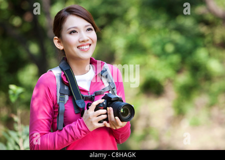 Fotograf auf Wanderung Stockfoto