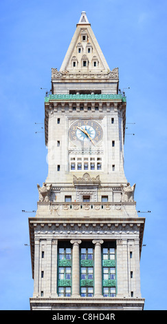 Boston Custom House Clock Tower in der Innenstadt. Stockfoto