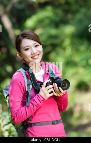 Fotograf auf Wanderung Stockfoto