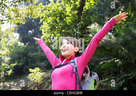 Glückliche Wanderer Stockfoto