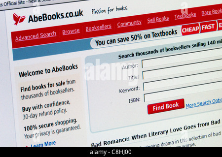 AbeBooks-Webseite.  AbeBooks Amazon seit 2008 im Besitz gewesen. Stockfoto