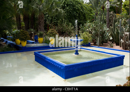 Jardin Majorelle, Marrakesch, Marokko, Brunnen. Stockfoto