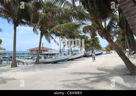 Beach Road, San Pedro, Ambergris Caye (aka La Isla Bonita), Barrier Reef, Belize, Karibik, Zentral- und Lateinamerika Stockfoto