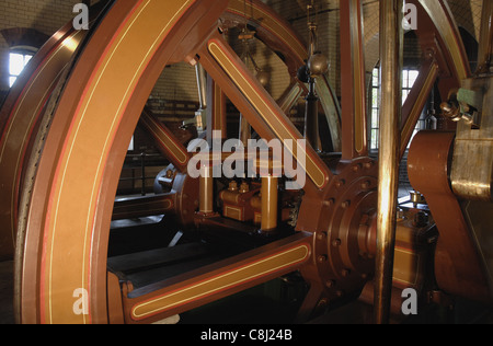 Viktorianische Strahl-Motoren bei Abbey Pumping Station in Leicester. Gemacht von Gimpson von Leicester 1891, seltene Woolf Stil Motoren. Stockfoto