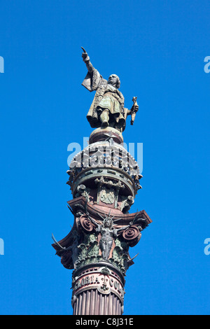 Spanien, Europa, Katalonien, Barcelona, Stadt, Columbus, Denkmal, Stockfoto