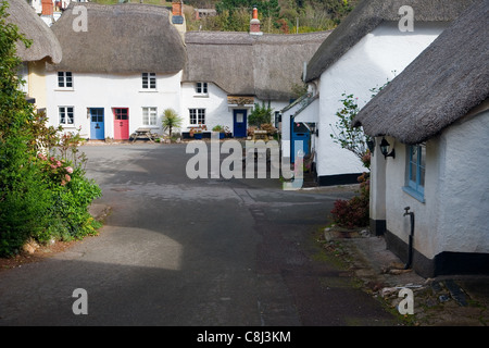 Strohgedeckten Hütten am South Devon Hope Cove (innere Hoffnung) Stockfoto