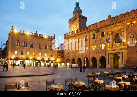 Arkade, Bogengang, Bologna, Emilia-Romagna, Italien, Laube, Piazza, Piazza Maggiore, Platz Stockfoto