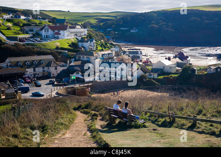 Hoffnung-Bucht in South Devon mit äußeren hoffen im Vordergrund Stockfoto